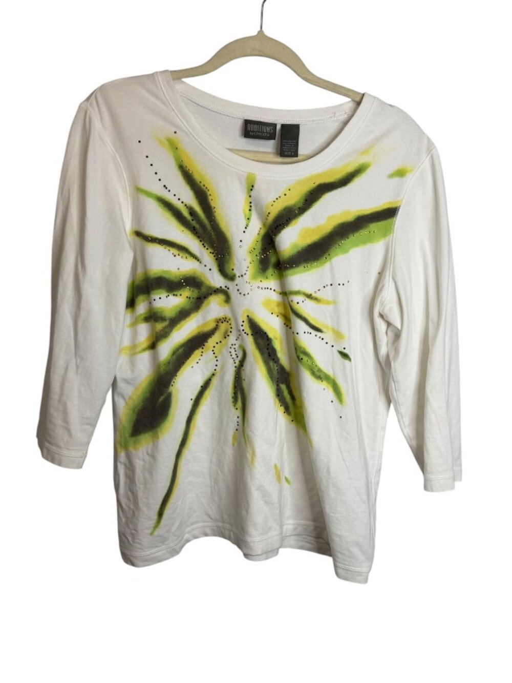 Chico's Blouse Women's Large Floral Botanical Embellished Studded Chicos 2